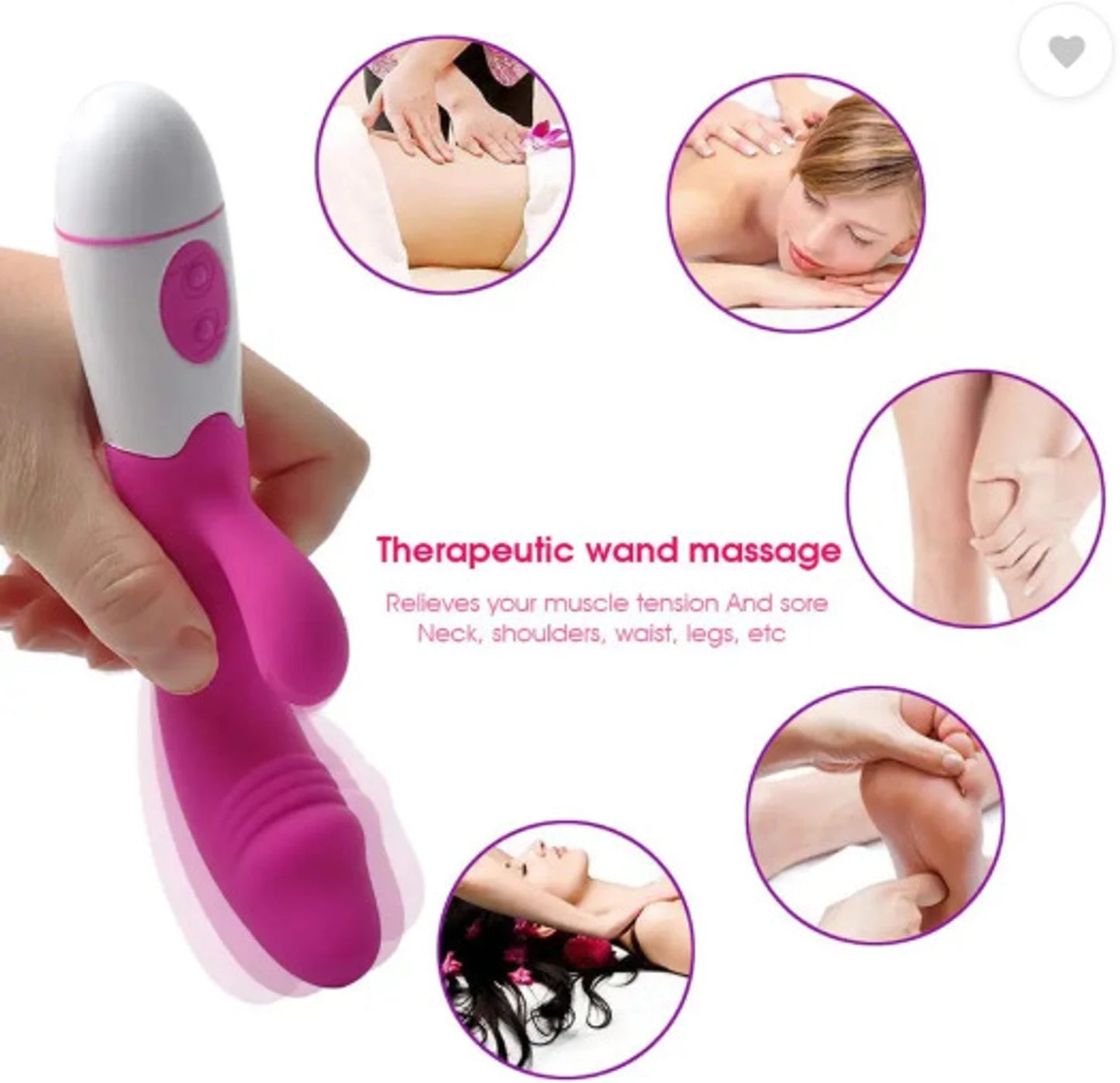 Vibrator Massager,Handheld Body Cellulite Foot Hand Neck Back Head Massage Vibrating Portable Waterproof 30 Speeds Silicone Muscle Sport Recovery